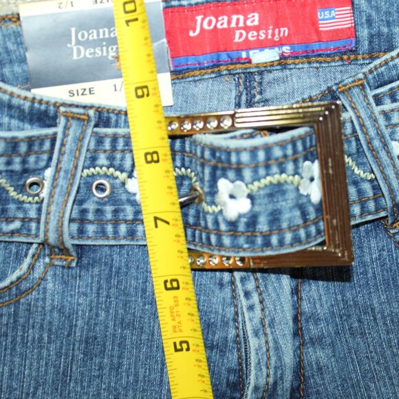 NWT Joana Design Women's Size 1/2 Floral Design Belted Jeans - Picture 6 of 8